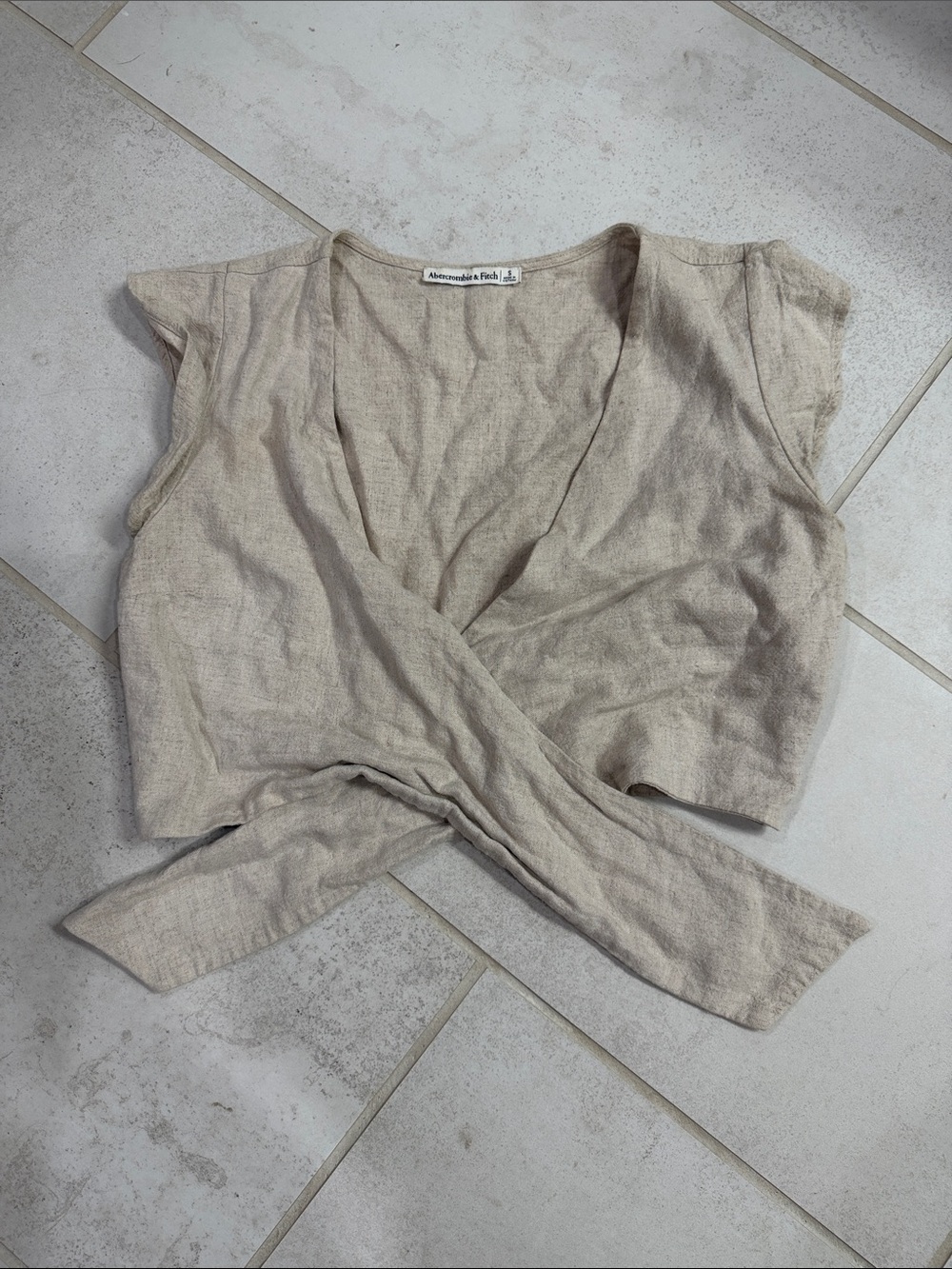 Abercrombie & Fitch Beige Wrap Crop Top